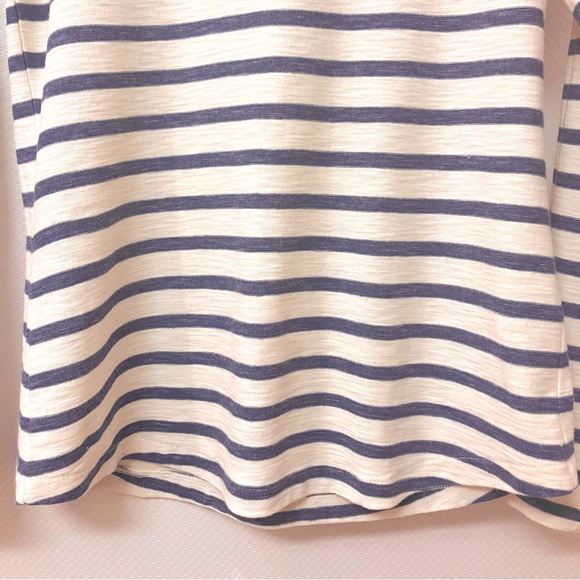 J Crew Long Sleeve Scoop Neck Striped Pullover Cotton Top XS 0-2 Blue/Cream - Picture 3 of 15